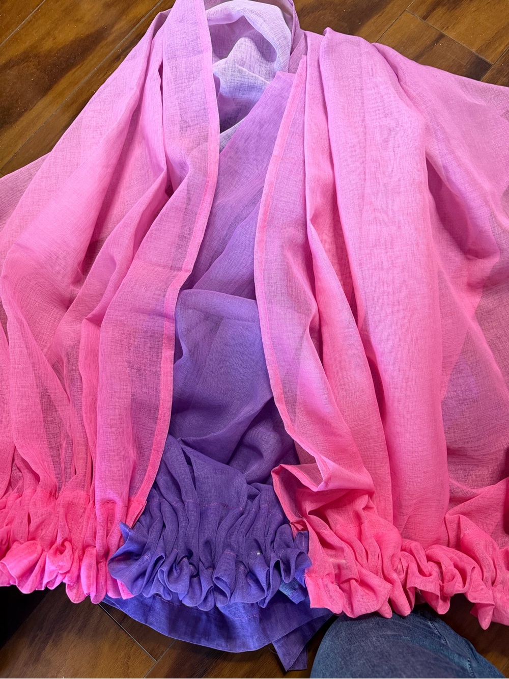 3 panels of ombré Pink and Purple curtains